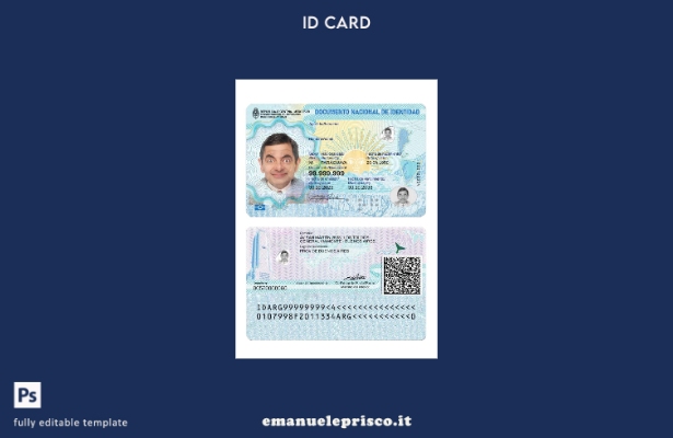 modello presente della carta d'identità argentina in stile verificato